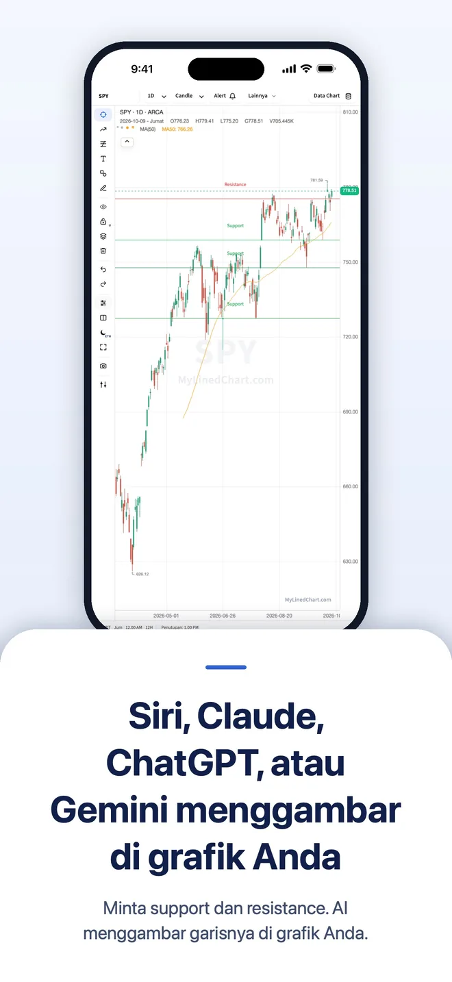 MyLinedChart di iPhone, gambar 2