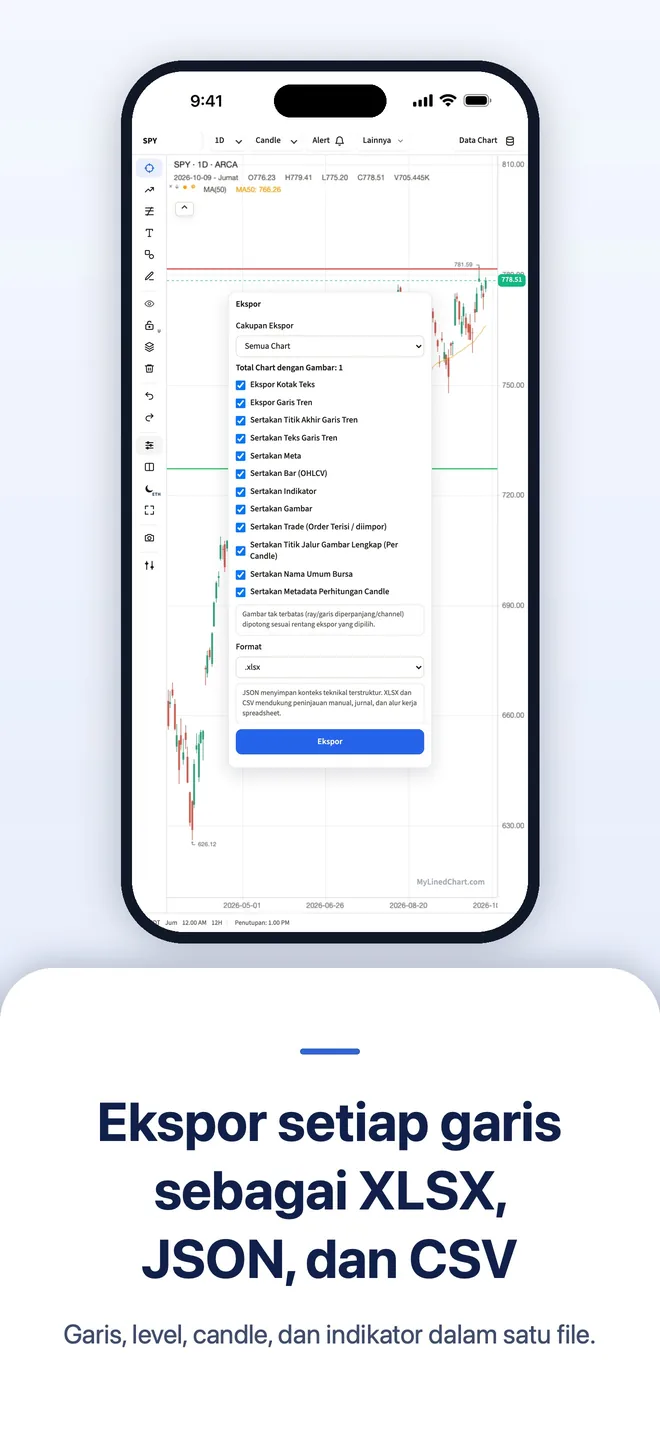 MyLinedChart di iPhone, gambar 3