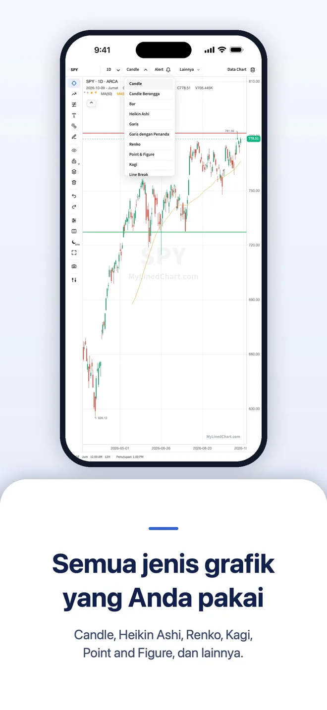 MyLinedChart di iPhone, gambar 7